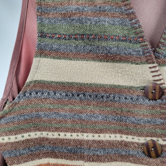 VINTAGE 90s FIRST OPTION Button Front Vest Brown - Picture 3 of 15